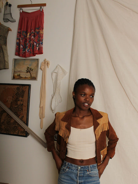 40s Hair on Hide Fringe Jacket