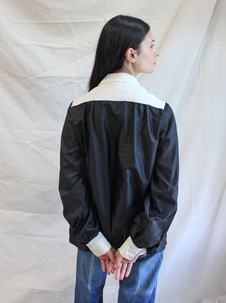 50s Black & White Button Up
