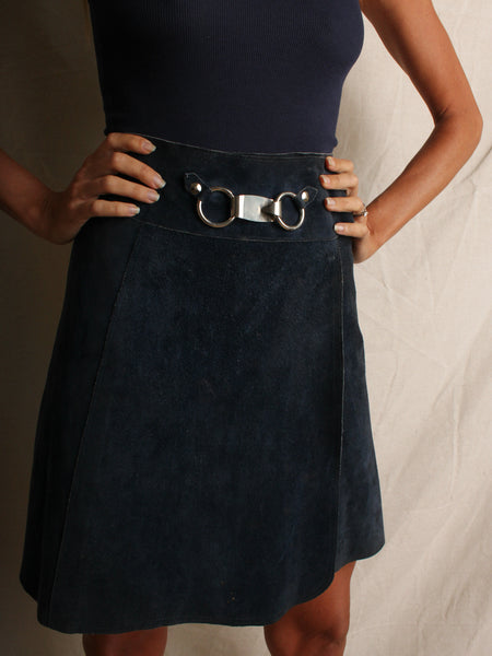 60s Navy Suede Mini Skirt