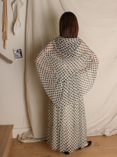 60s Polka Dot Silk Chiffon Gown & Cape
