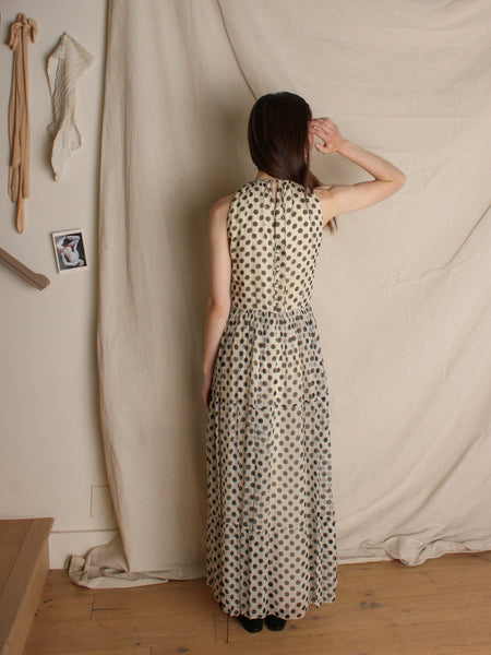 60s Polka Dot Silk Chiffon Gown & Cape