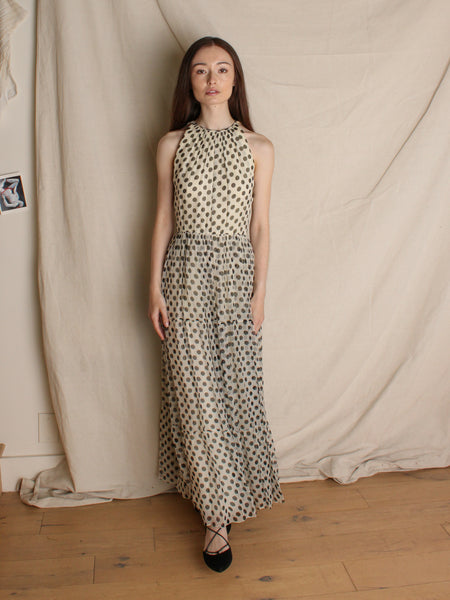 60s Polka Dot Silk Chiffon Gown & Cape