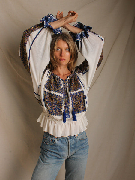 70s Beaded & Embroidered Blouse