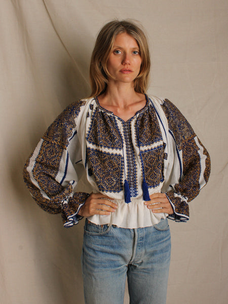 70s Beaded & Embroidered Blouse