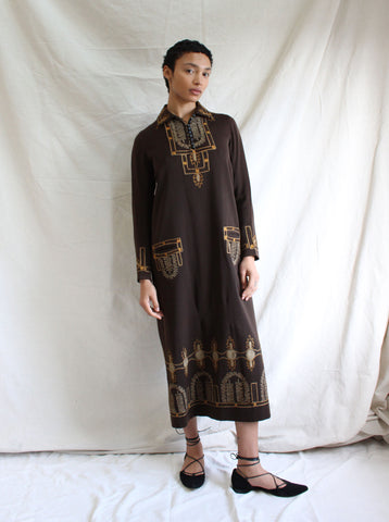 20s Embroidered Wool Dress