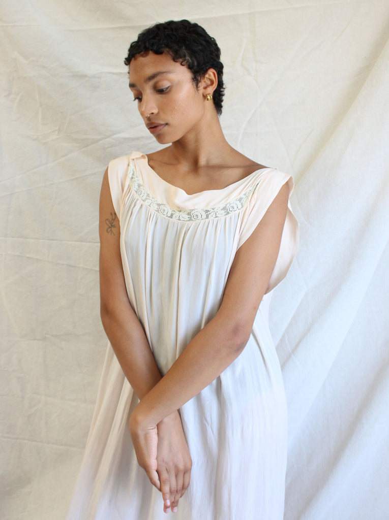 20s Lace Insertion Silk Dress Here Studio 20s Lace Insertion Silk Dress Here Studio
