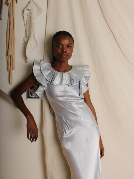 30s Ice Blue Satin Gown