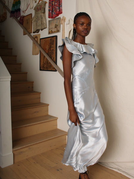 30s Ice Blue Satin Gown