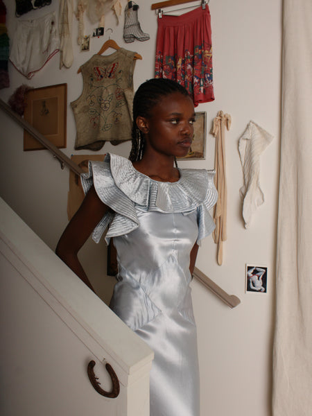 30s Ice Blue Satin Gown