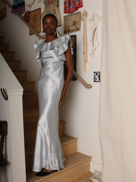 30s Ice Blue Satin Gown