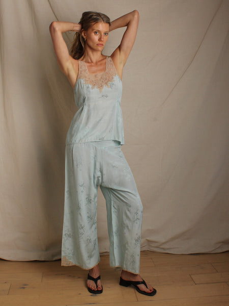 Early 30s Silk Jacquard Lounge Ensemble