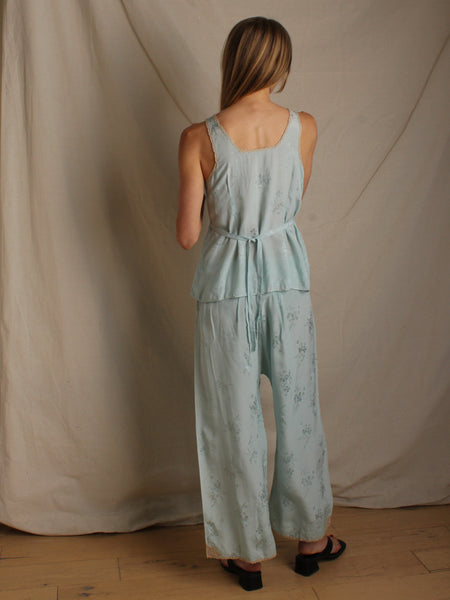 Early 30s Silk Jacquard Lounge Ensemble
