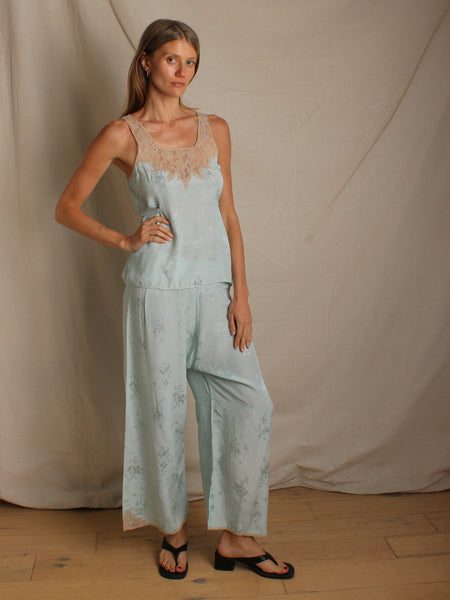 Early 30s Silk Jacquard Lounge Ensemble