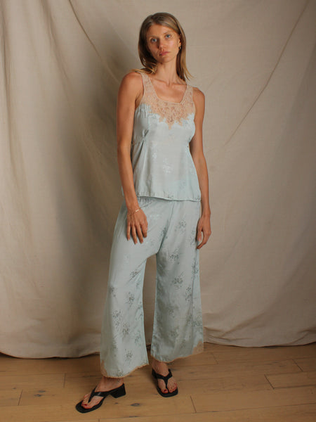 Early 30s Silk Jacquard Lounge Ensemble