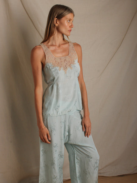 Early 30s Silk Jacquard Lounge Ensemble