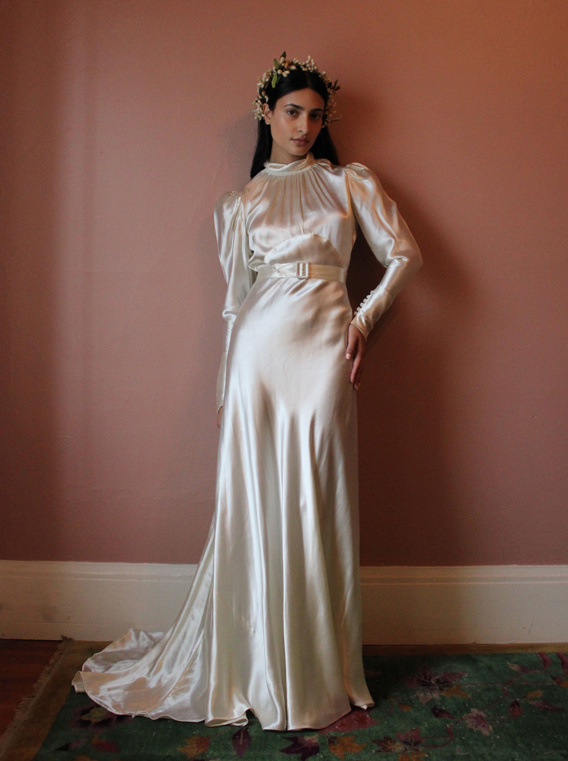 30s Liquid Silk Satin Wedding Gown – Here Studio
