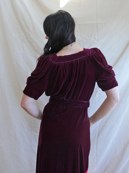 30s Silk Velvet Gown in Plum