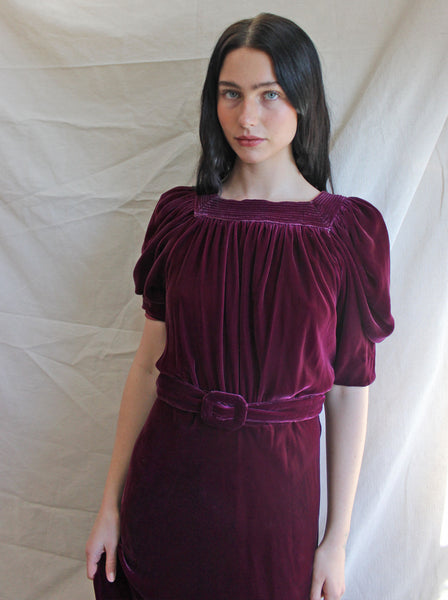 30s Silk Velvet Gown in Plum