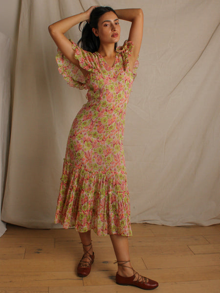 30s Cotton Floral Dress