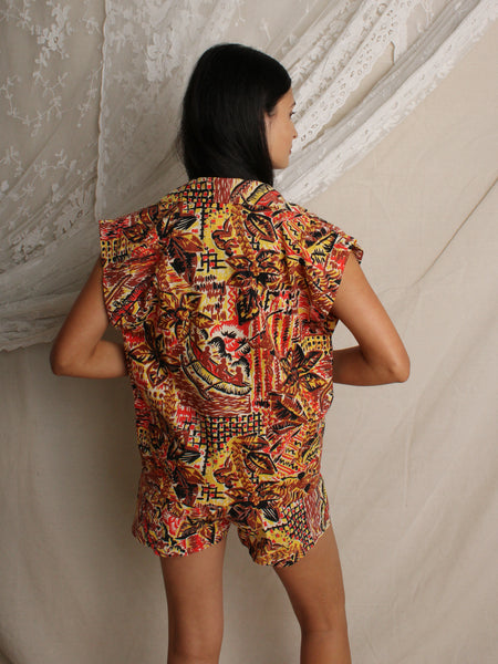 40s Hawaiiana Short Set