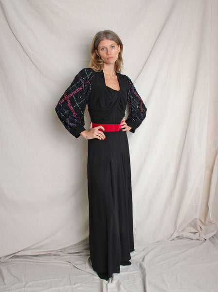 40s Balloon Sleeve Sequin Gown
