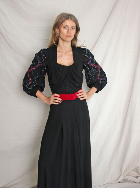 40s Balloon Sleeve Sequin Gown