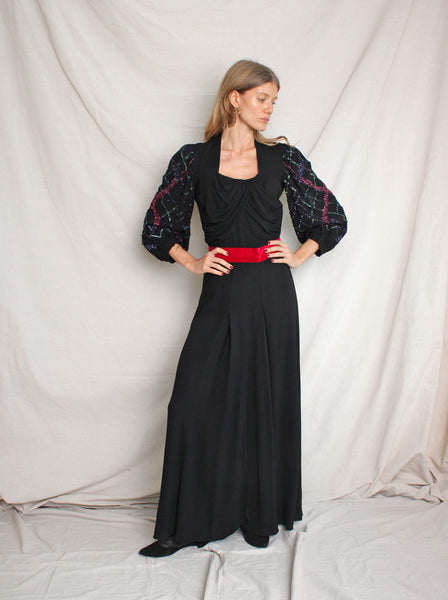 40s Balloon Sleeve Sequin Gown