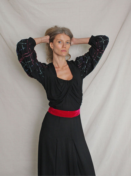 40s Balloon Sleeve Sequin Gown