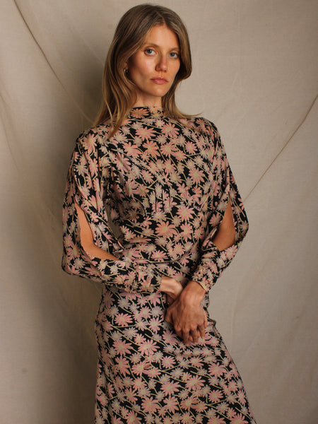 40s Silk Floral Gown