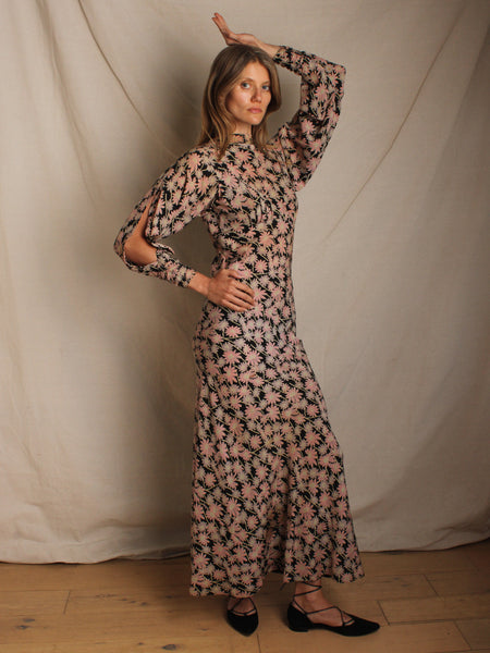 40s Silk Floral Gown