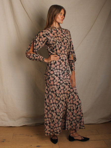 40s Silk Floral Gown
