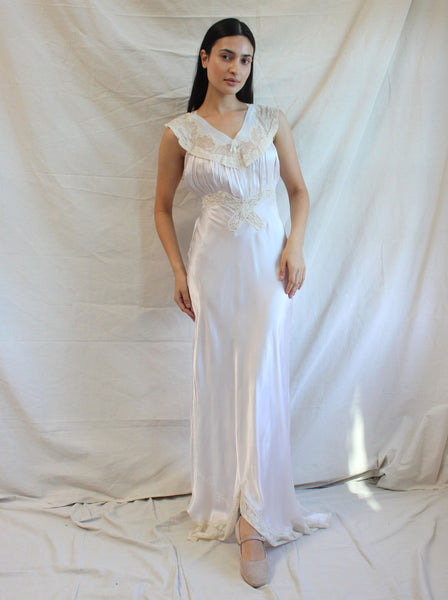 40s Ice Blue Trim Slip Dress