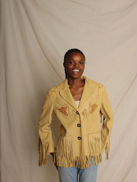 40s Steer Head Leather Fringe Jacket