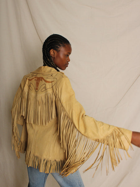 40s Steer Head Leather Fringe Jacket
