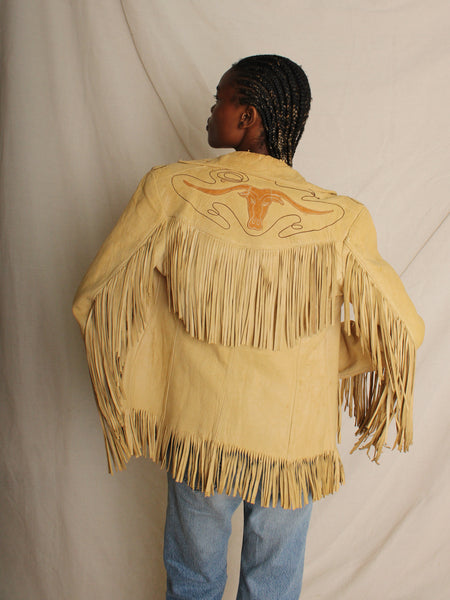 40s Steer Head Leather Fringe Jacket