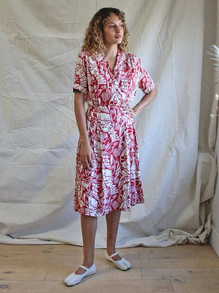 40s Palm Print Dress