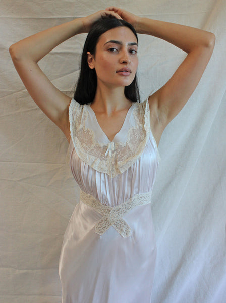 40s Ice Blue Trim Slip Dress