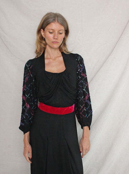 40s Balloon Sleeve Sequin Gown
