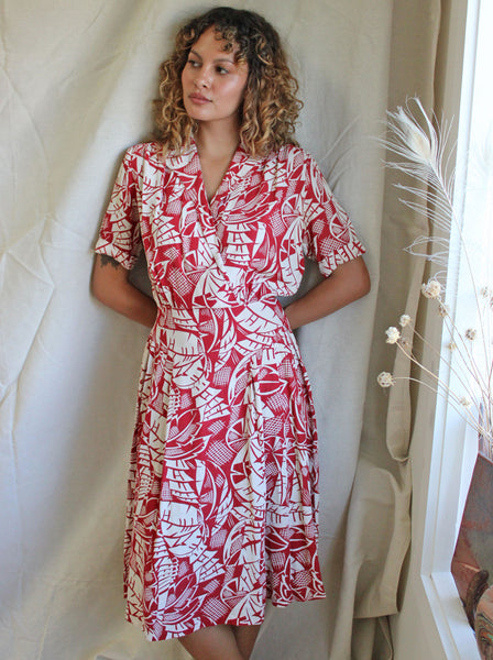 40s Palm Print Dress
