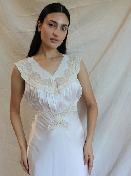40s Ice Blue Trim Slip Dress