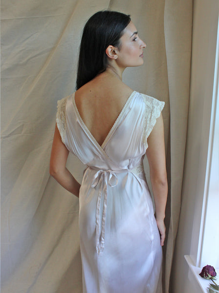 40s Ice Blue Trim Slip Dress