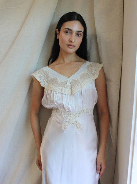 40s Ice Blue Trim Slip Dress