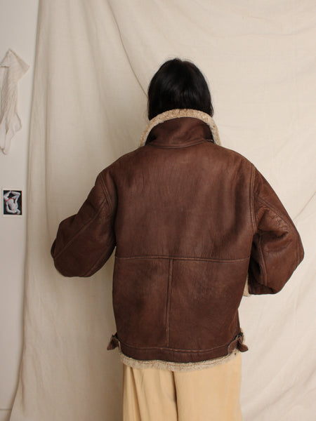 Shearling Lined Leather Aviator Jacket