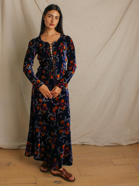 70s Alley Cat Floral Velvet Ensemble