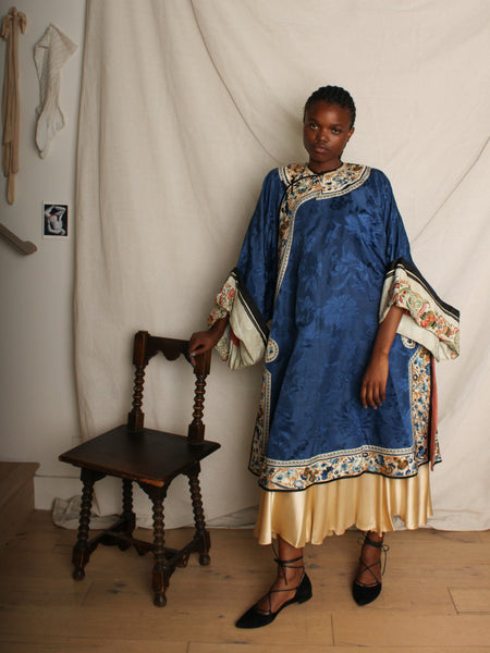 Antique Embroidered Chinese Silk Robe