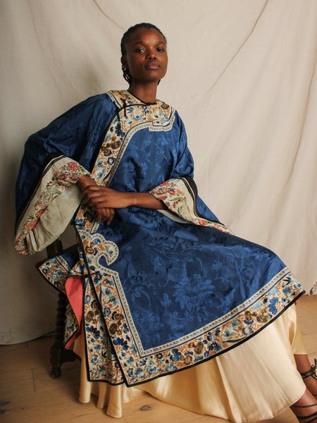 Antique Embroidered Chinese Silk Robe