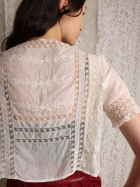 Antique Embroidered Lace Insertion Top