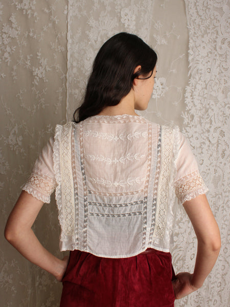 Antique Embroidered Lace Insertion Top