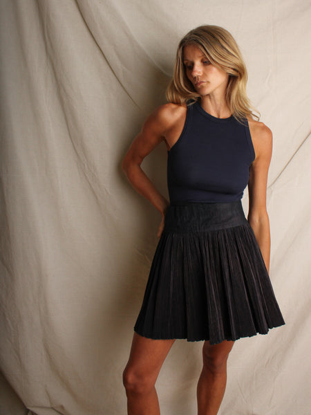 Hmong Indigo Dyed Pleated Wrap Skirt