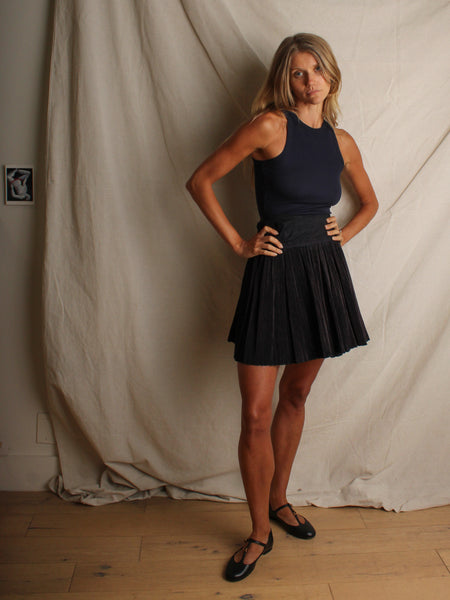 Hmong Indigo Dyed Pleated Wrap Skirt